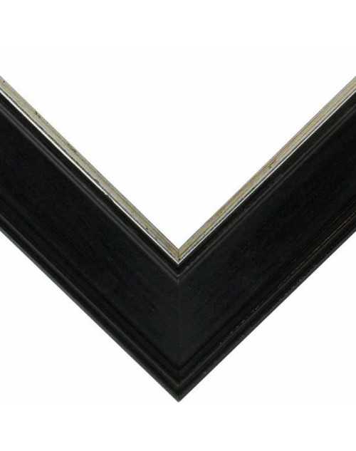 Κορνίζα ξύλινη 8,3 εκ. μαύρη ασημί κερωμένη 302-830-054